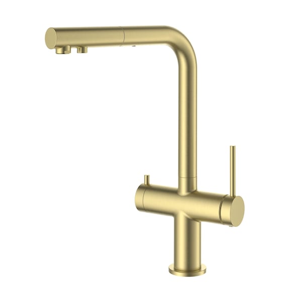 Kibi Circular 2-in-1 Water Filter Kitchen Pull Out Faucet - Brushed Gold KFF502BG - main